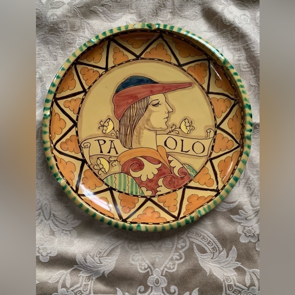 Vintage Hand Painted 1957 "Paolo" Italian Plate by Ciaurro Orvieto